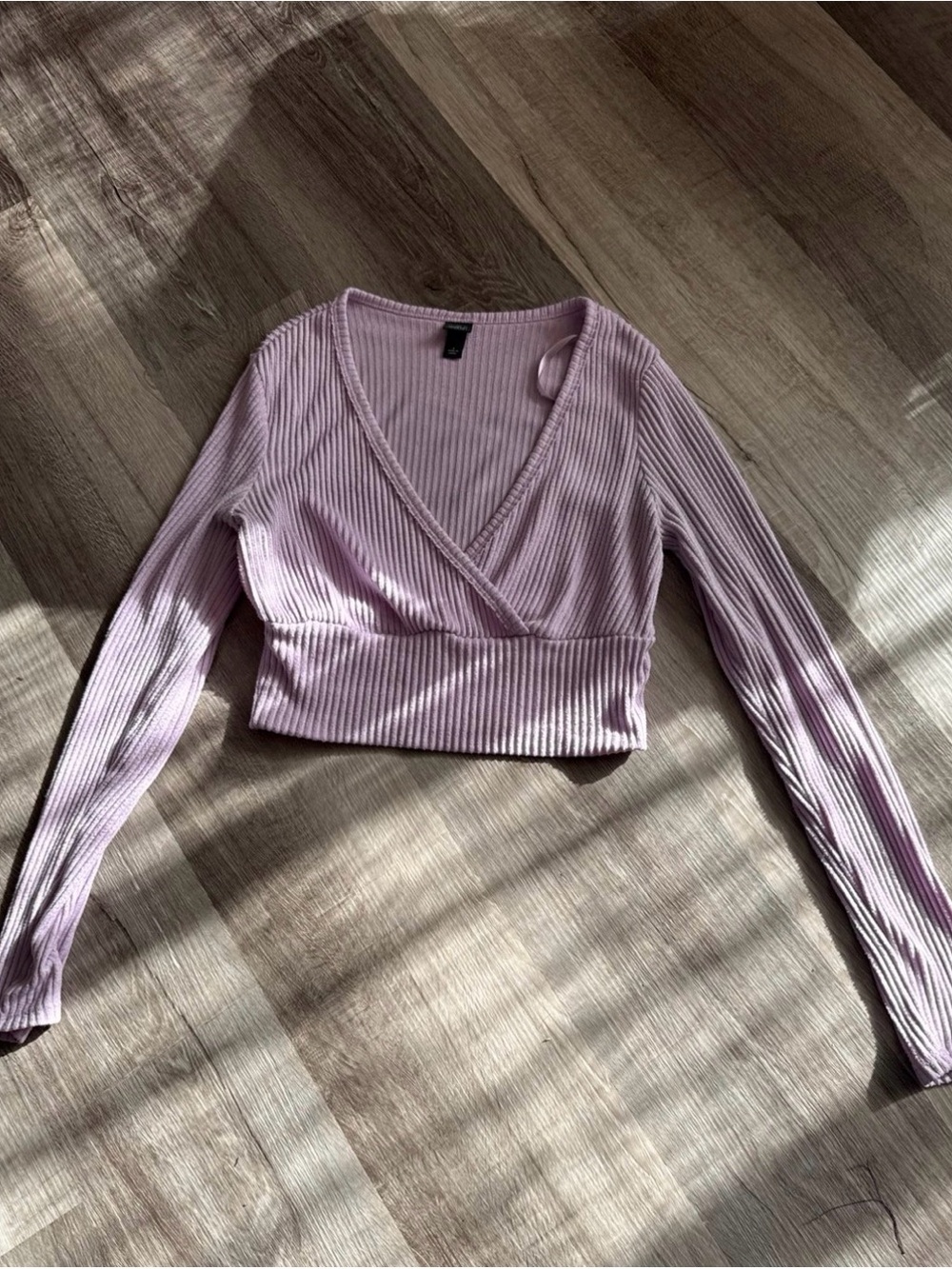 wild fable Ribbed Wrap V-Neck Crop Top - Light Lavender